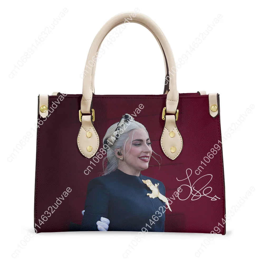 Lady Gaga Tote Bag Purse Womens Mens High Quality Personalized Text Image PU Leather Handbag Commuter Shopping Gift Bags