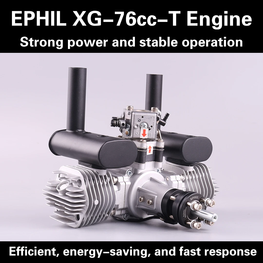 Applicable to Ephil XG-76cc-T Model Aircraft Gasoline Engine Hot Fire Head Ignition Innovation Alignment Double Cylinder Fixed