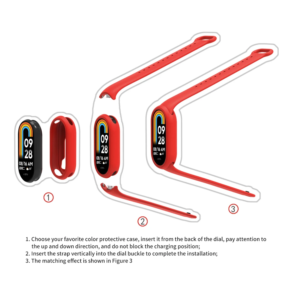 Silicone Shock-Proof Protector For Xiaomi Mi Band 8 Smart Watch Accessories Anti-Shock Watch Shell Without Screen Protector