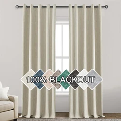 Custom Size Linenv 100% Blackout Curtains For Bedroom Living Room Window Treatment Solid Color Thermal Curtains for Kitchen
