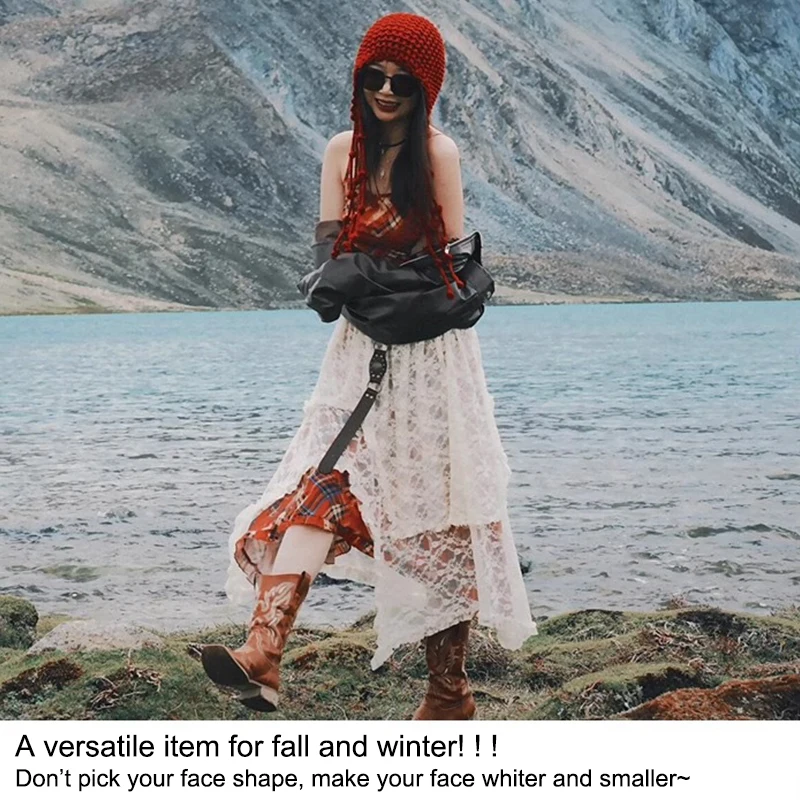 

Осенне-зимняя теплая шерстяная шапка, полая сумка ручной работы, женская вязаная шапка с бахромой и защитой ушей в этническом стиле