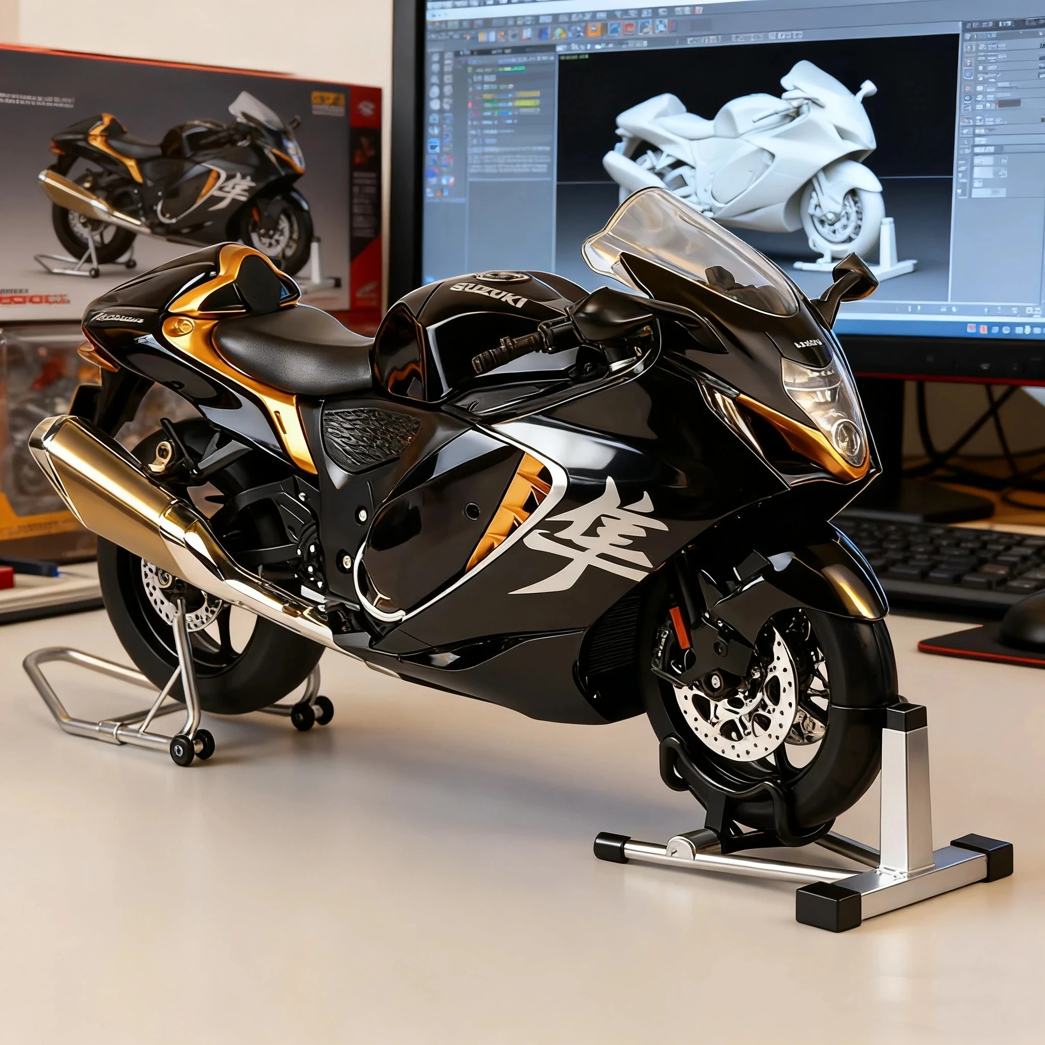 

Large 1:6 Hayabusa alloy motorcycle acousto-optic model decoration collection of fun spray boy gifts