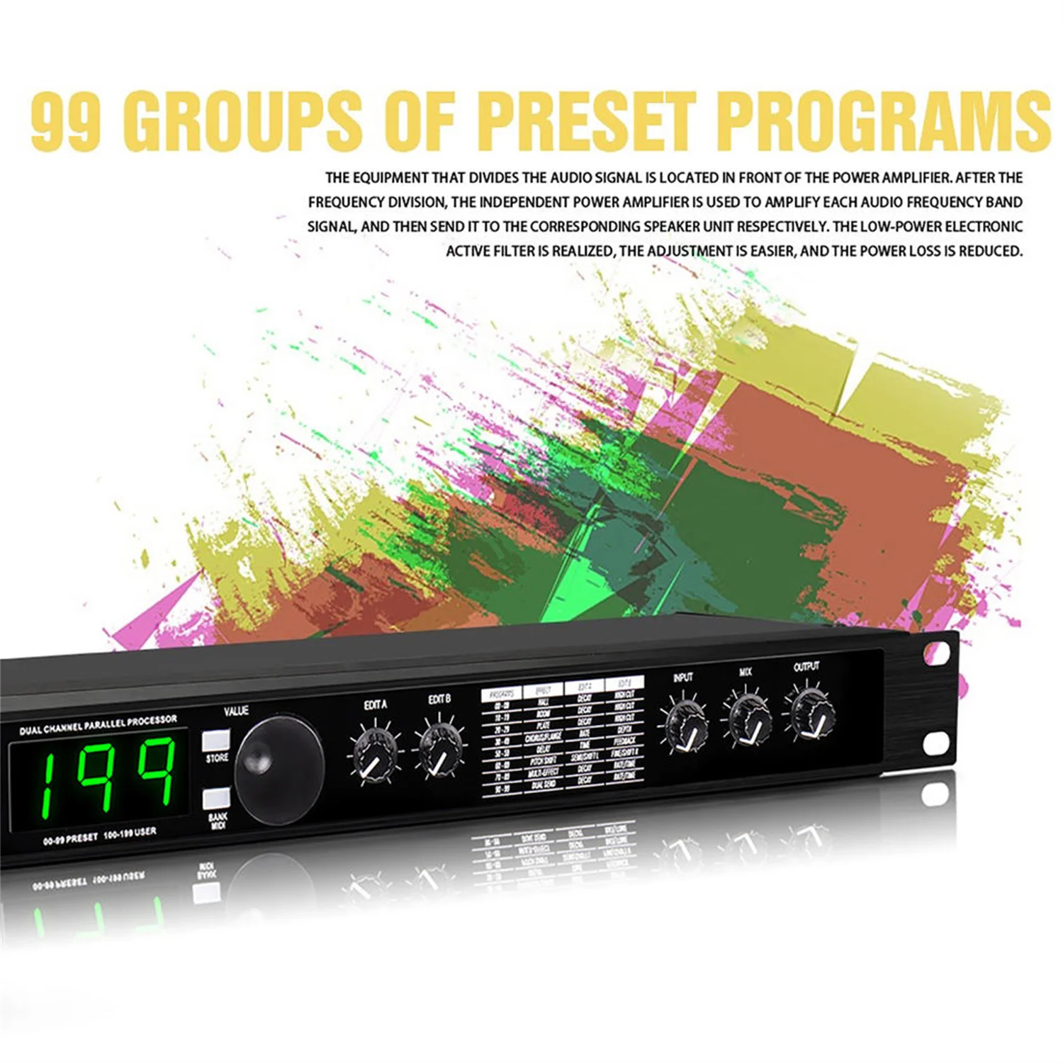 GAX-4II Professional Digital Reverb and Multi Effect DSP Processor Audio processor Equalizer vocal microphone