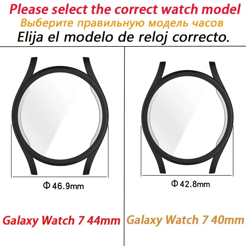 Correa de Metal y funda protectora de TPU suave para Samsung Galaxy Watch 7, correa de reloj de 44mm para Galaxy Watch 7, marcos de cubierta protectora de 40mm
