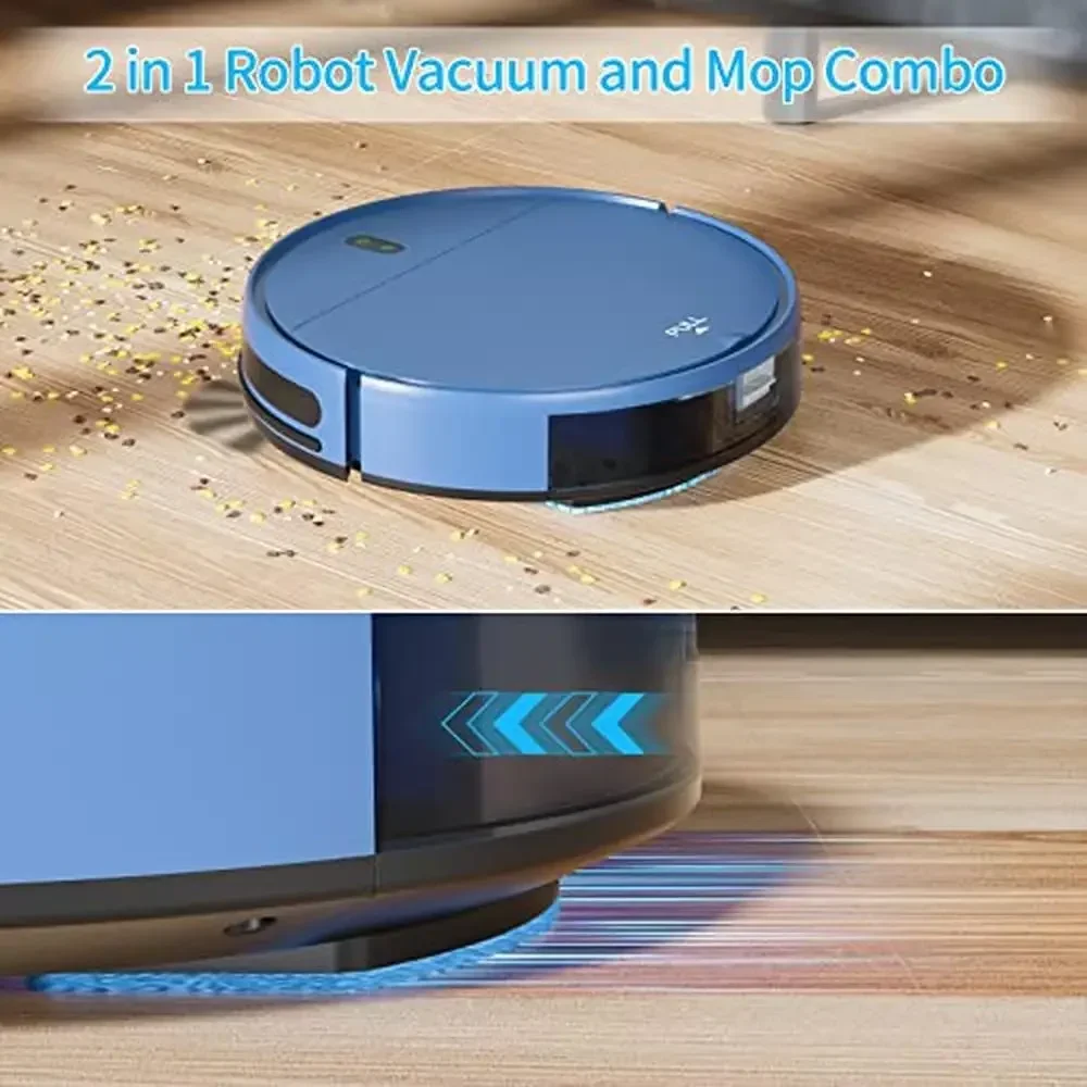 Robot Vacuum and Mop 2 in 1 Self-Charging Cleaner WiFi/APP Compatible Hard Floor Carpet Dust Box Water Tank 1400Pa Alexa Google