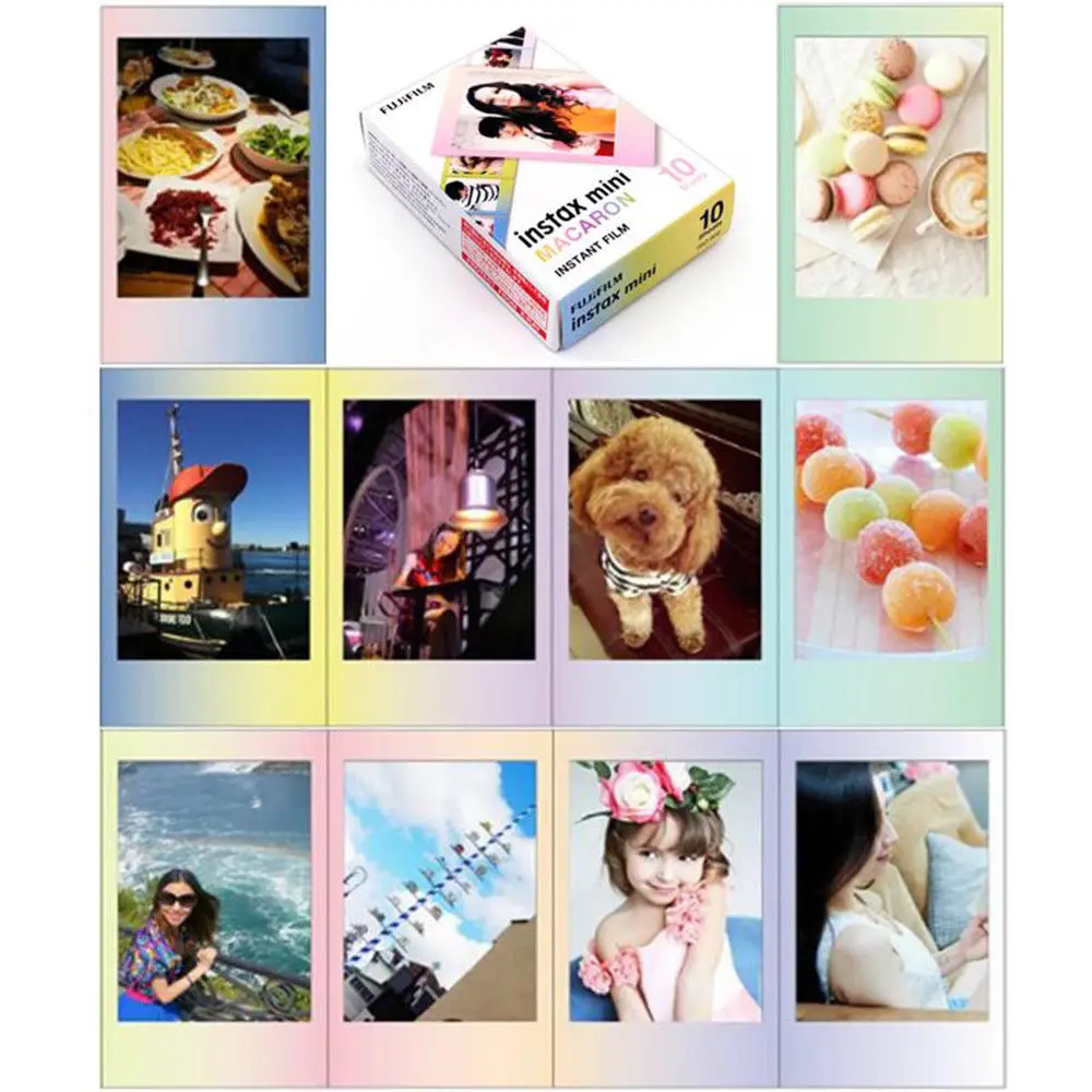 Original Fujifilm Instax Mini Film Mini 9 Photo Paper 10 Sheets White Monochrome Rainbow For Instant Mini 7s 8 70 90 Camera