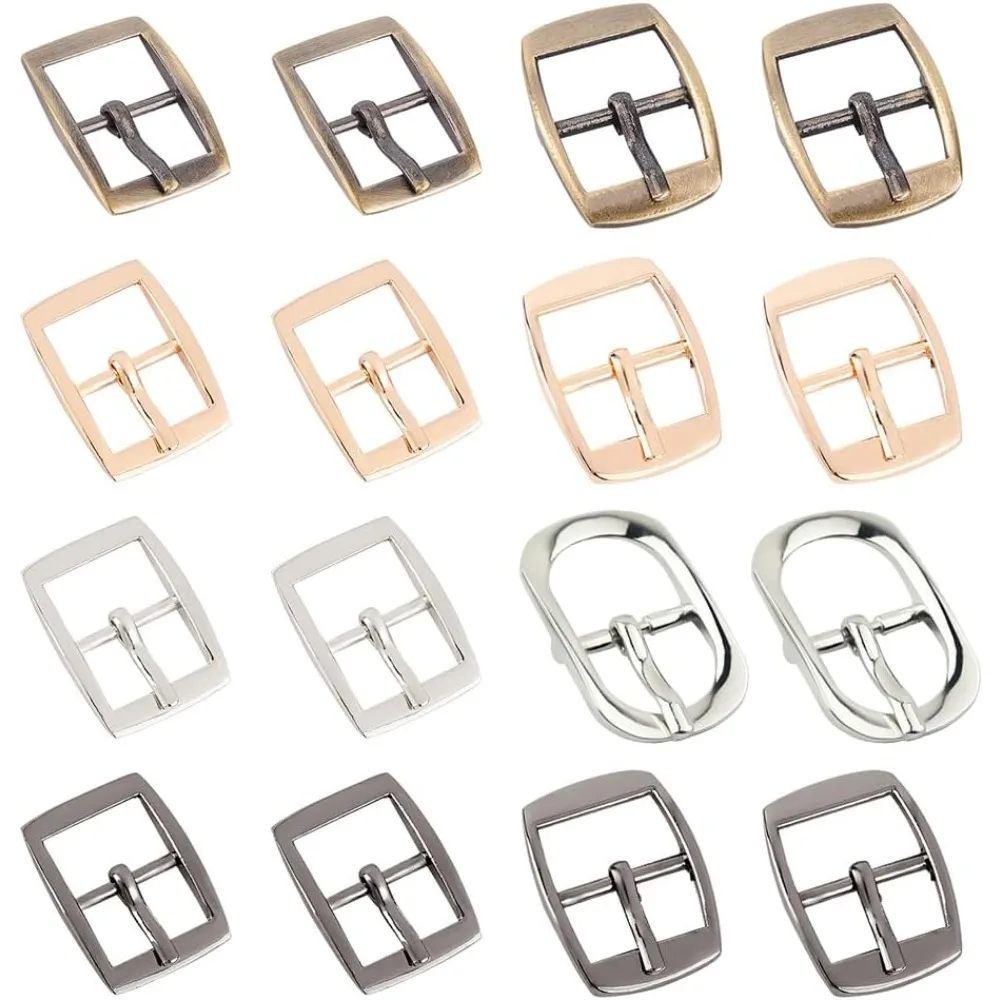 

16pcs Metal Tri-Glide Slide Buckles Single Prong Buckles Rectangle Center Bar Belt Buckle Square Pin Buckle