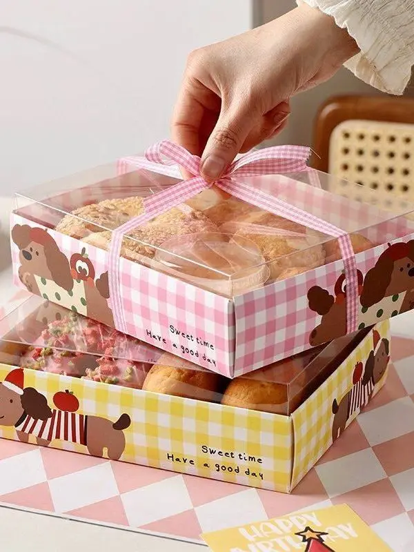 Caja de embalaje transparente coreana para pasteles y postres, para llevar, para excursiones de primavera, herramientas de cocina DIY para repostería, para hoteles, escuelas y panaderías