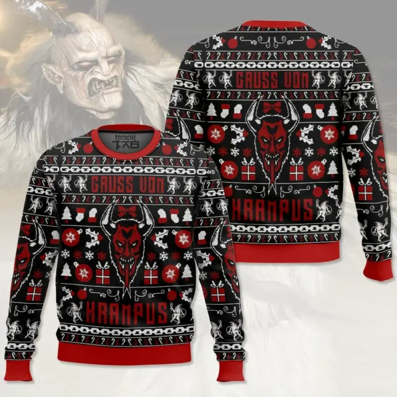 Merry Krampus Naughty Brat Ugly Christmas Sweater Funny Holiday Party Pullover Plus Size Sweater for Men Womens Xmas Gift 2026