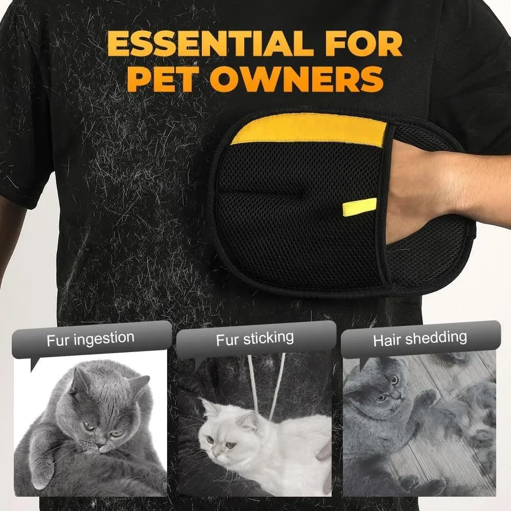 3 STKS Dubbelzijdige Pet Grooming Handschoenen Multifunctionele Zachte Statische Ontstoffen Borstel Verdikte Zwarte Pet Hair Remover Borstel Hond