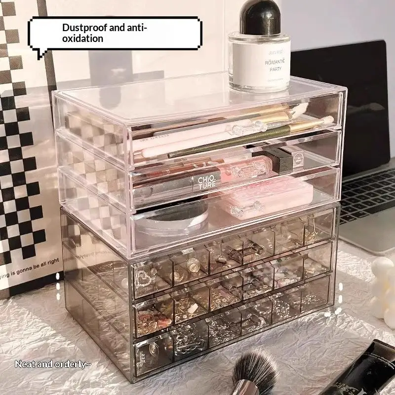 

【Peace】3 Layer 72 Grid Large Capacity Ring Earring Necklace Jewelry Storage Box Desktop Drawer Organizer Dust-proof Storage Box