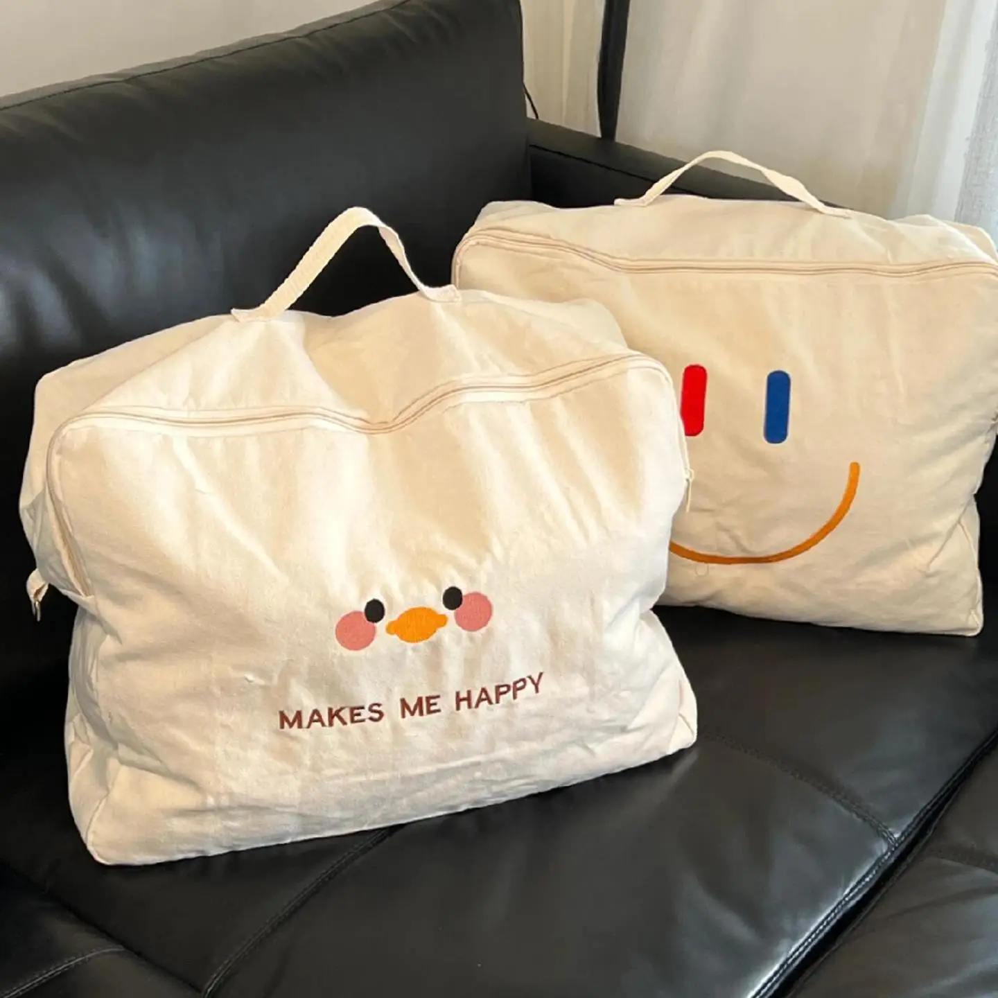 

Large Capacity Canvas Storage Bag for Kindergarten Students Durable Moisture Proof Non-Waterproof Polyester Zipper Closure