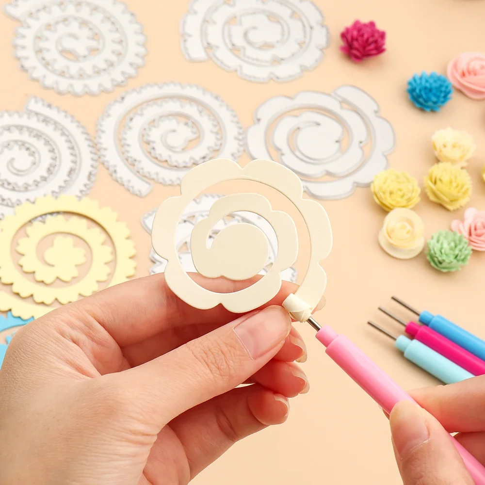 3D Spiral Rolling Flower Garland Metal Cutting Dies For DIY Scrapbooking Decoration Crafts Embossing Paper Card Making New 2023