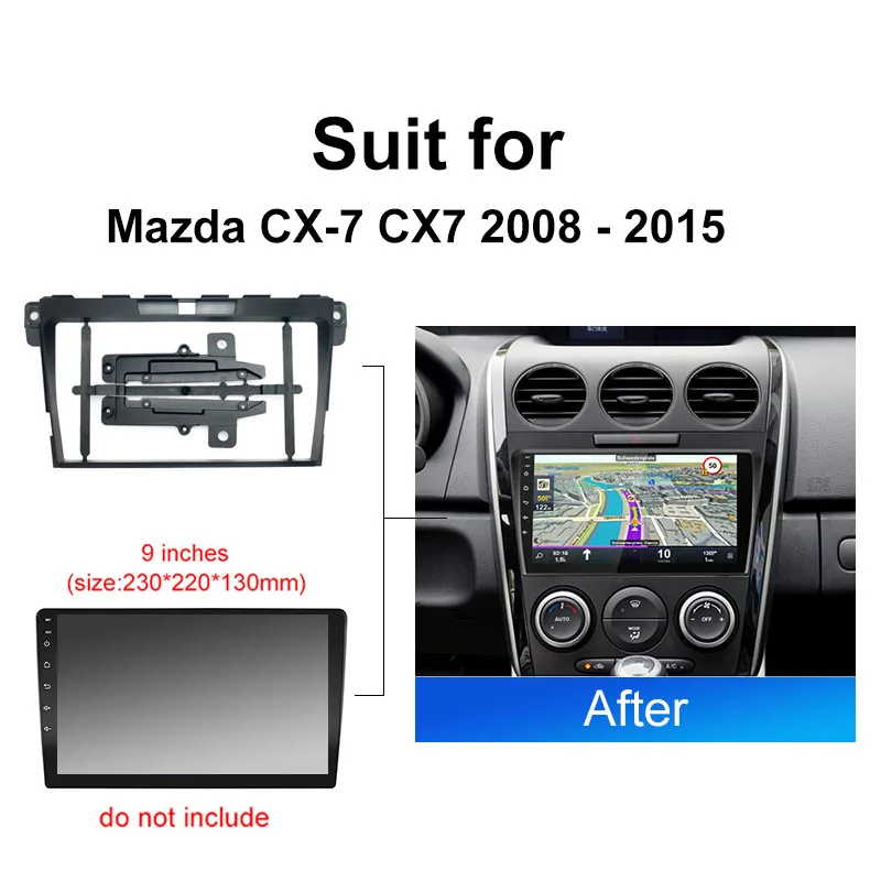 kenvox 9インチ Mazda CX-7 CX7 2008 2015 Androidカーラジオ ステレオ GPSプレーヤー ケースフレーム 2DINパネル フェイスパネル ダッシュボードカバー 配線ケーブル