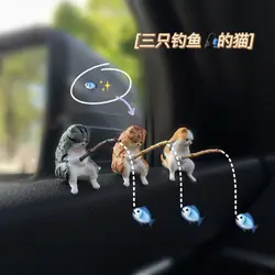 Fishing cat Car Interior Decoration Cute Resin With Pipe Glasses Auto Rearview Mirror Pendant Air outlet For Car Accessories