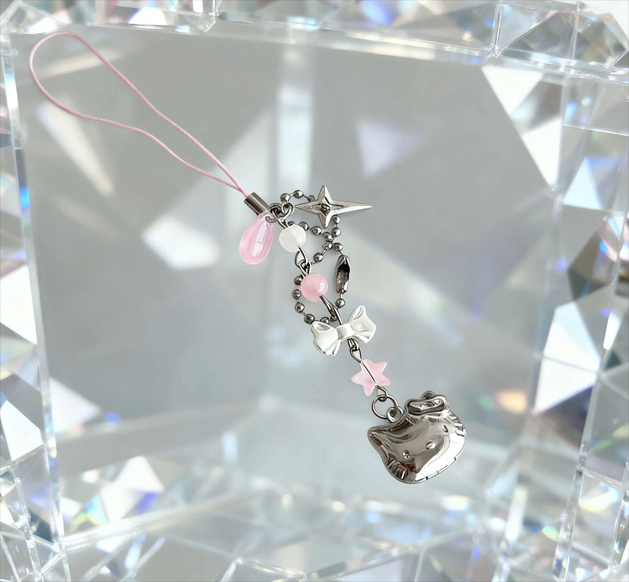 Gantungan Ponsel Gadis Kucing Lucu, Gantungan Tas, Liontin Tali, Hadiah Ulang Tahun, Gantungan Universal, Liontin Kartun Pink Sanrio