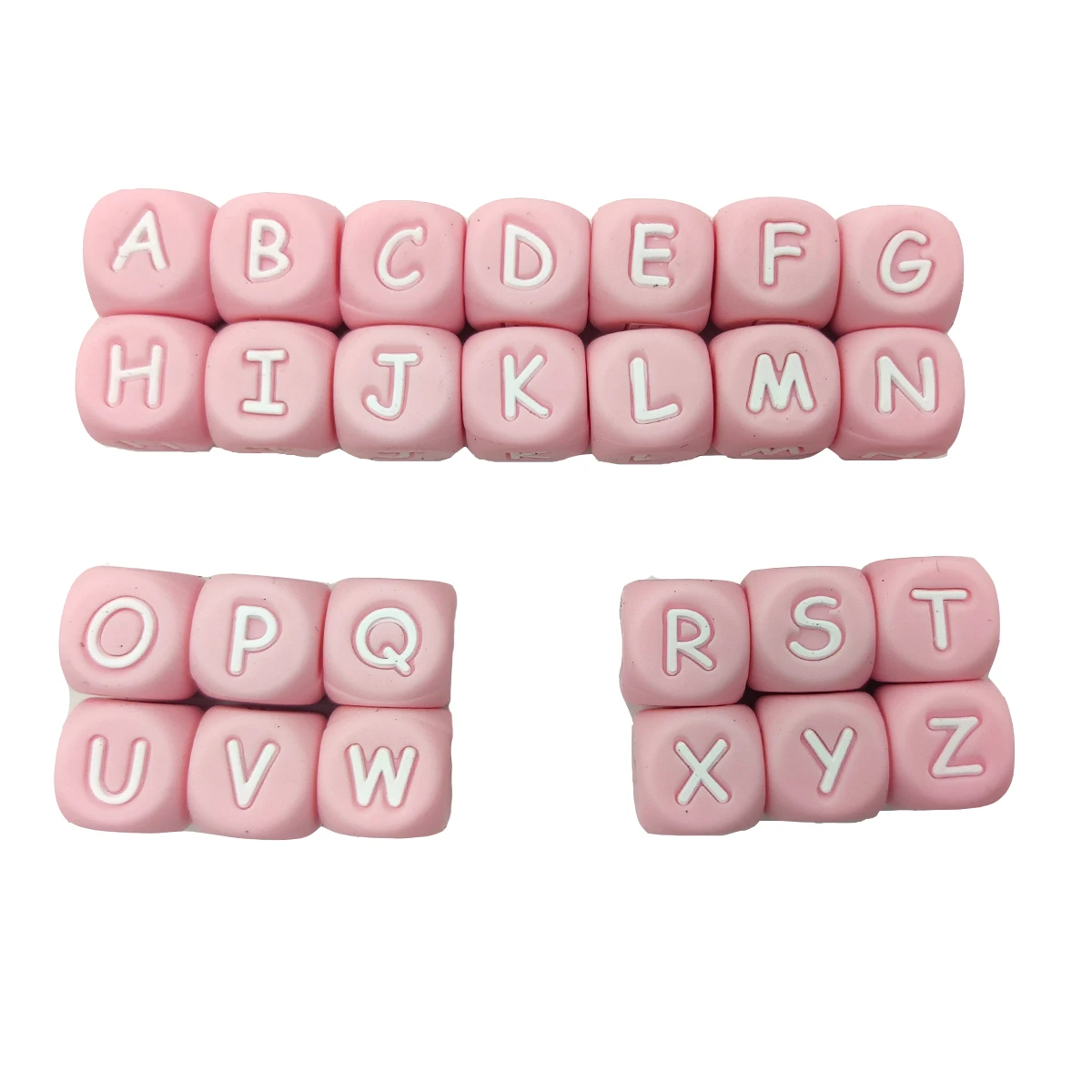 

Pink Silicone Letters Alphabet Teether Beads 12mm Silicone Beads Personalized Name DIY Chewing Teething Pacifier Chain Bracelet