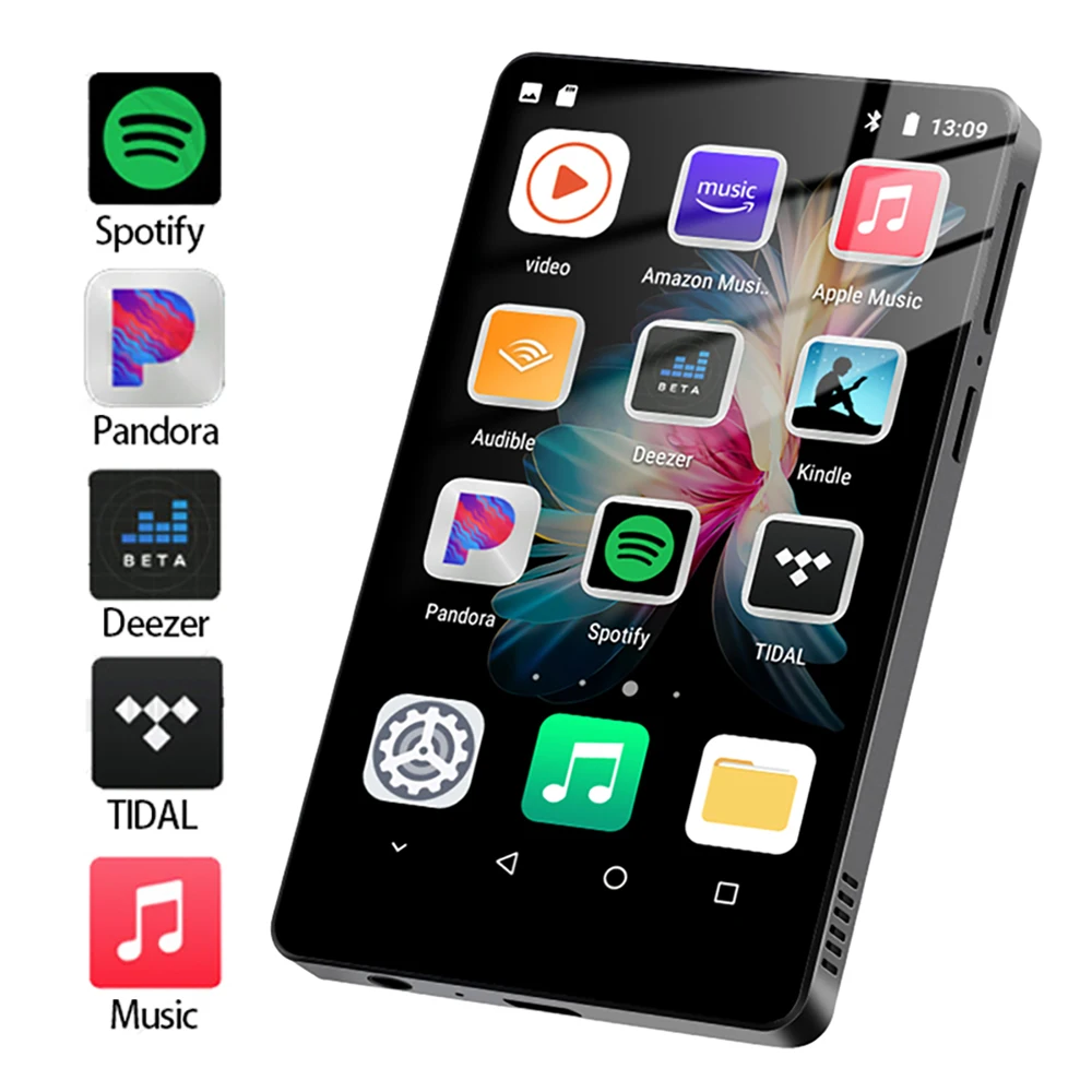 MP3 Player with Bluetooth and WiFi 4 inch Full Touch Screen Android Music Player HiFi Lossless Mp3 with FM Radio for Sport