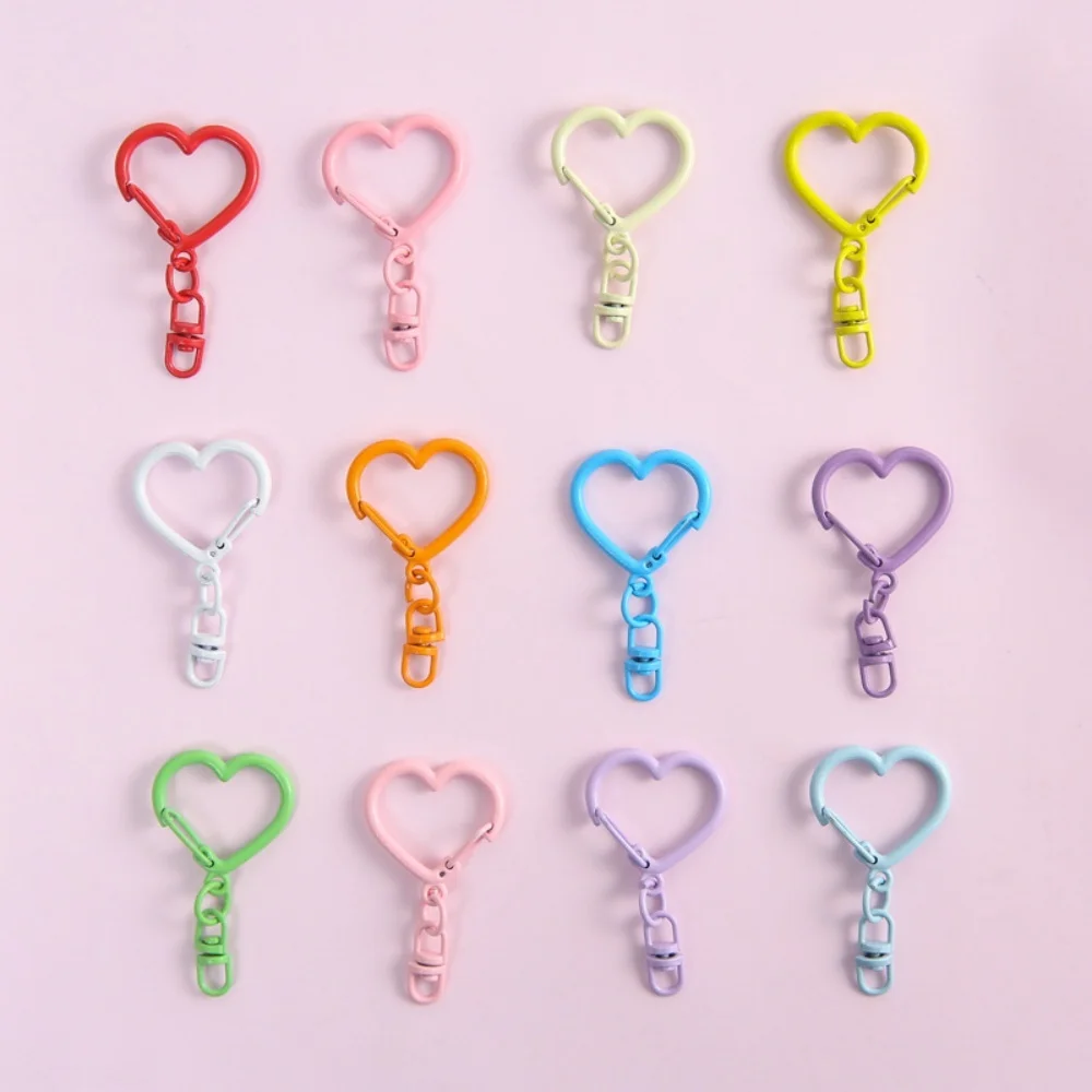 2-10pcs Colored Heart Keychain Hook Jewelry Buckle Metal Doll Key Chains Snap Clasp Decorative Bag Pendant Diy Accessories image 4
