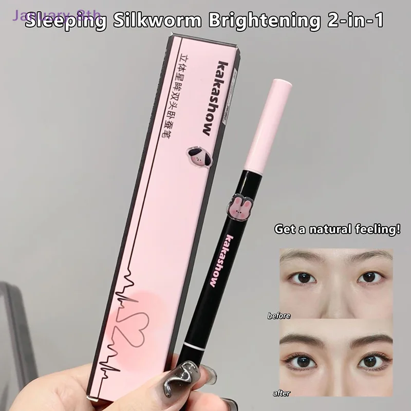 Doppel Kopf Liegen Seidenraupe Eyeliner Flüssigkeit Unten Zu Schatten Bleistift Auge Hervorhebung Lidschatten Stick Natürliche Große Augen Make-Up Gel Stift