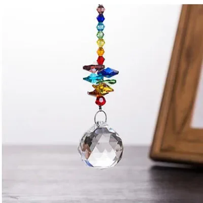 Crystal Prism Suncatcher Faceted Ball Pendant Rainbow Maker Chandelier Parts Window Hanging Ornament Home Garden Decor Figurine