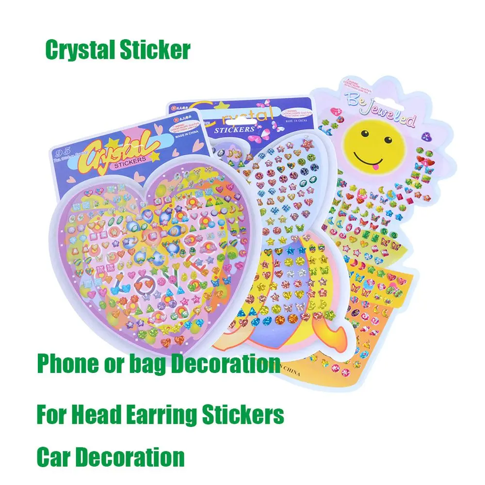 1 시트 무작위 멋진 파티 바디 백 만화 보상 크리스탈 스티커 머리 귀걸이 보석 다이아몬드 자동차 장식