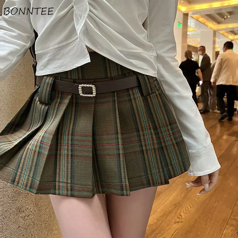 S-5XL Mini Skirts Women Pleated Spring High Waist Leisure Korean Style Fashion Simple Slim Students All-match Streetwear Faldas