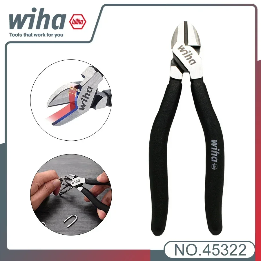 Genuine WIHA Black Forest Diagonal Pliers 157mm Length Labor-saving Dynamicloint Cable Cutter Hand Tools Easy Operation 45322han