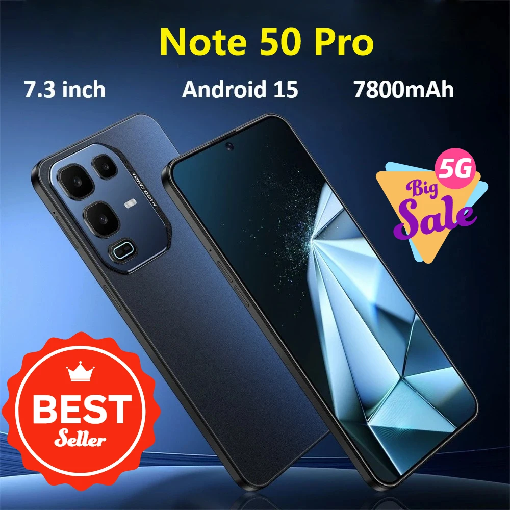 حار 2025 ملاحظة 50 برو الإصدار العالمي الجديد الأصلي الذكية 5G بطاقة مزدوجة 7800mAh بطارية أندرويد 15 وظيفة التعرف على الوجه رخيصة