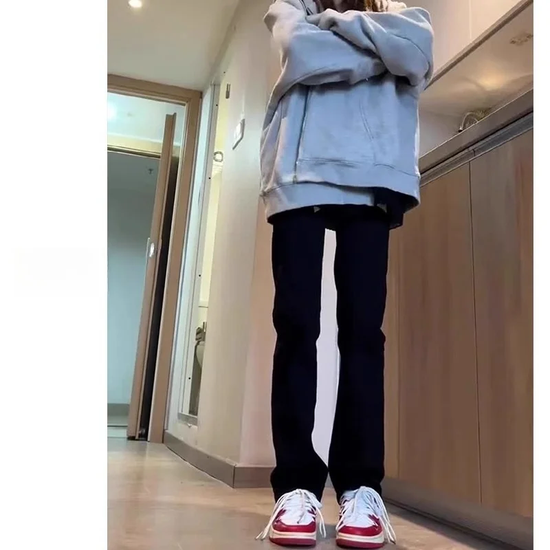 جينز Bla مرن عالي الخصر للنساء للخريف جديد مقاس كبير جينز مستقيم الساق جذاب للنساء مقاس كبير #1