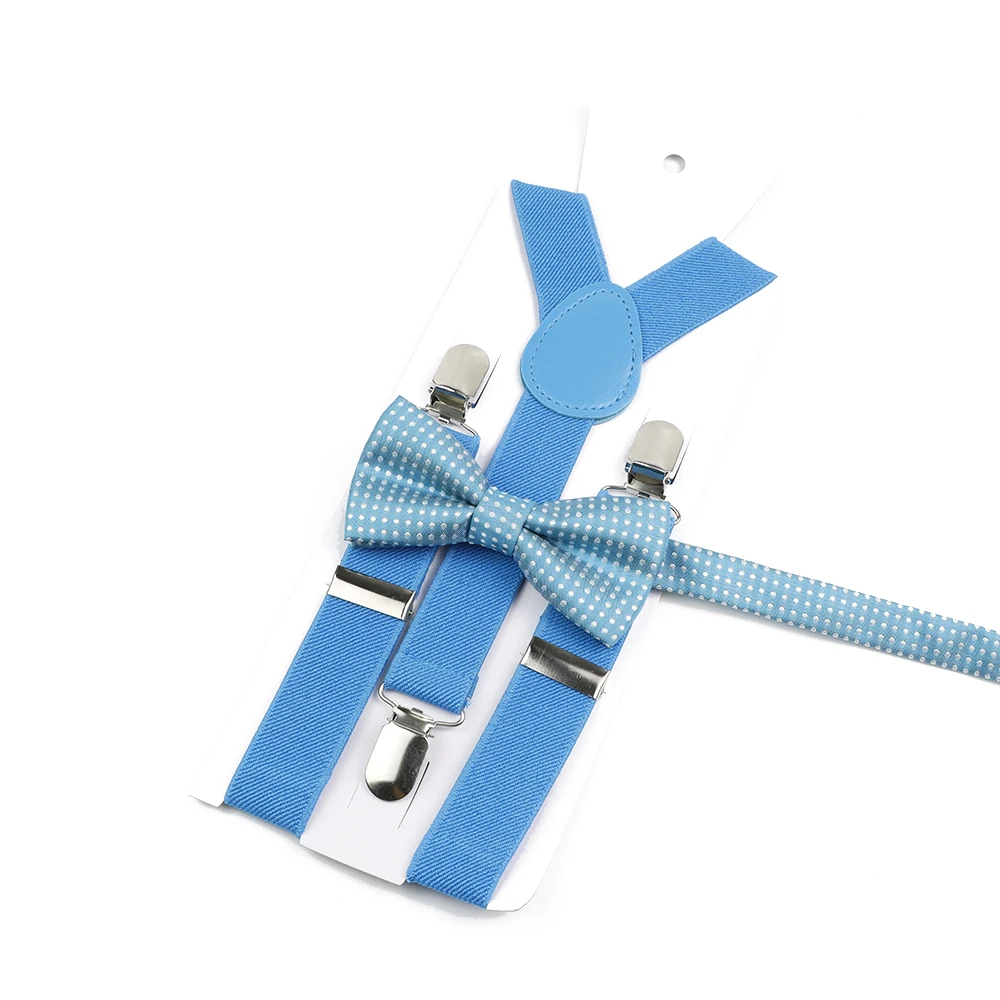 Men's Kids Solid Color Suspender Bowtie Set