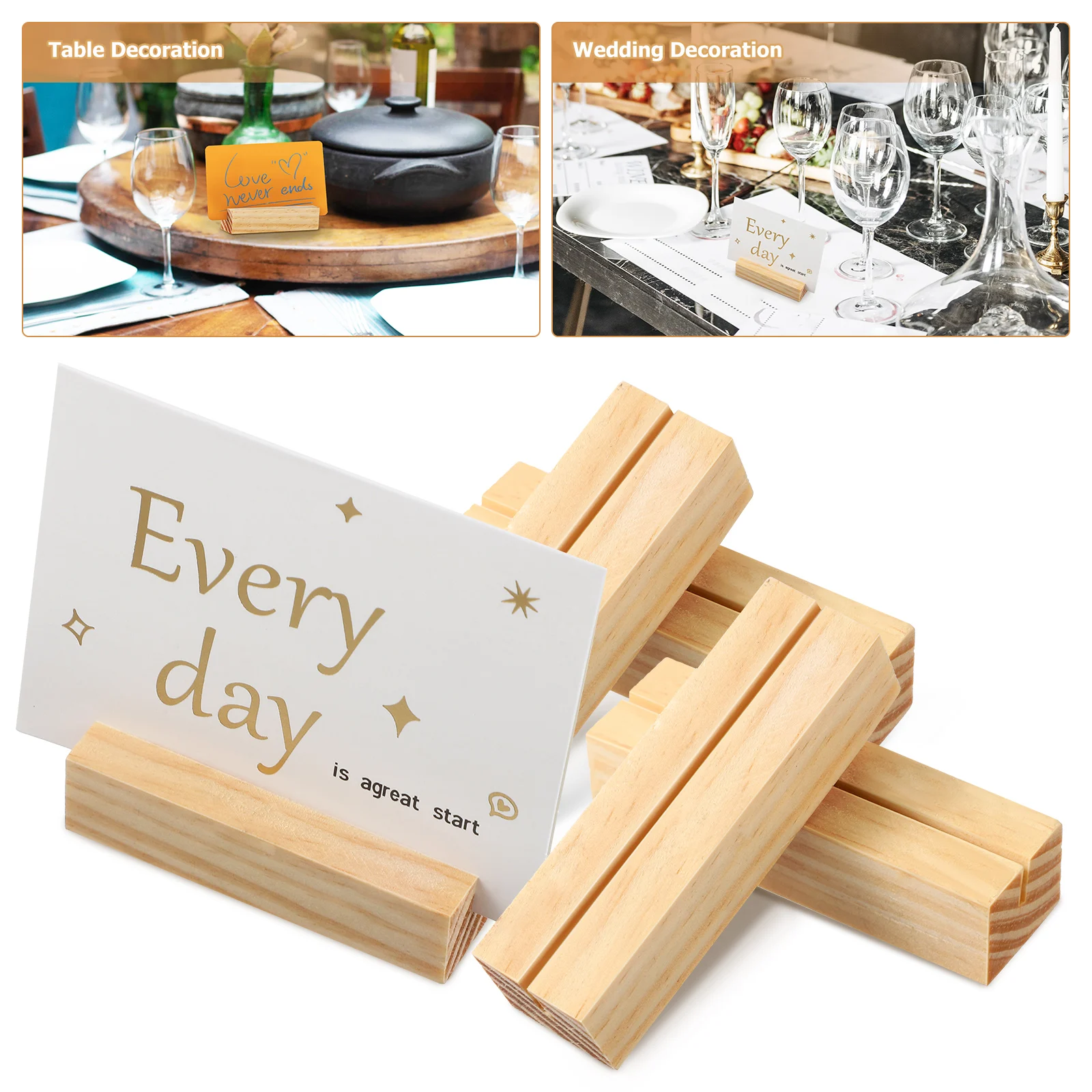

30 pcs Wooden Card Holder Rectangle Shape Stable Base Desk Table Wedding Party Banquet Restaurant Office Home Use Photo Frame