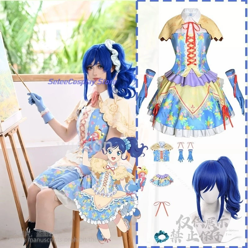 

Anime Aikatsu！cosplay Kiriya Aoi Kawaii Japanese Idol Costume Flower Dress Lolita Lovely Girls Jirai Kei Uniform Wigs Customized