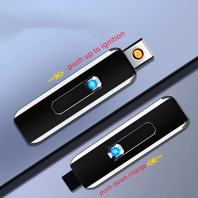 

Ultra-thin Portable USB Rechargeable Windproof Lighter Smoking Accessories Tool Flameless Electric Lighter Gift for Men
