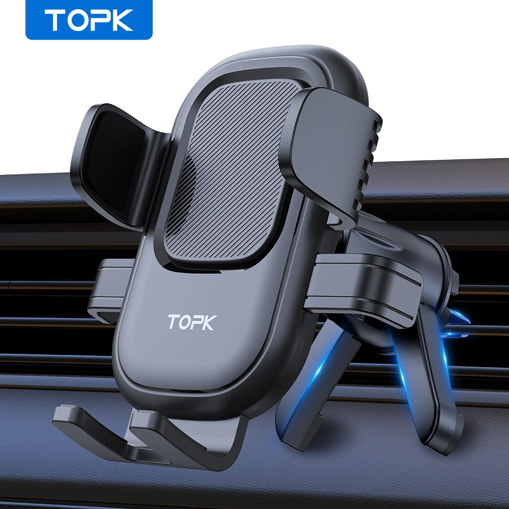 TOPK Universal-Autotelefonhalter, Lüftungsschlitzhalterung, Metallhaken, mobile Unterstützung für iPhone 17, 16, 15, Samsung S25 Ultra, GPS-Halterung