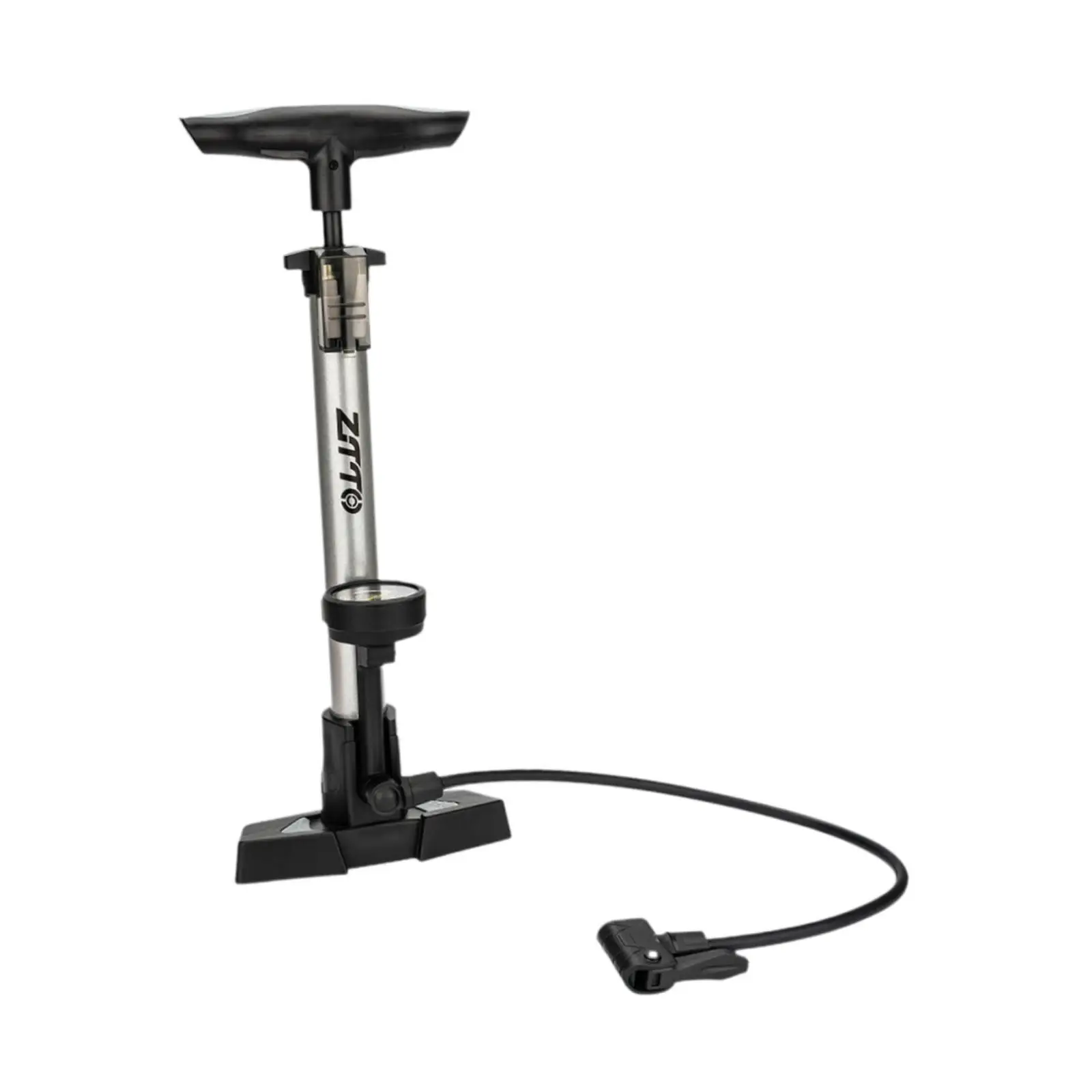 Bike Floor Pump Heavy Duty with Gauge Stirrup Pump Aluminum Alloy 3 Nozzles Mini