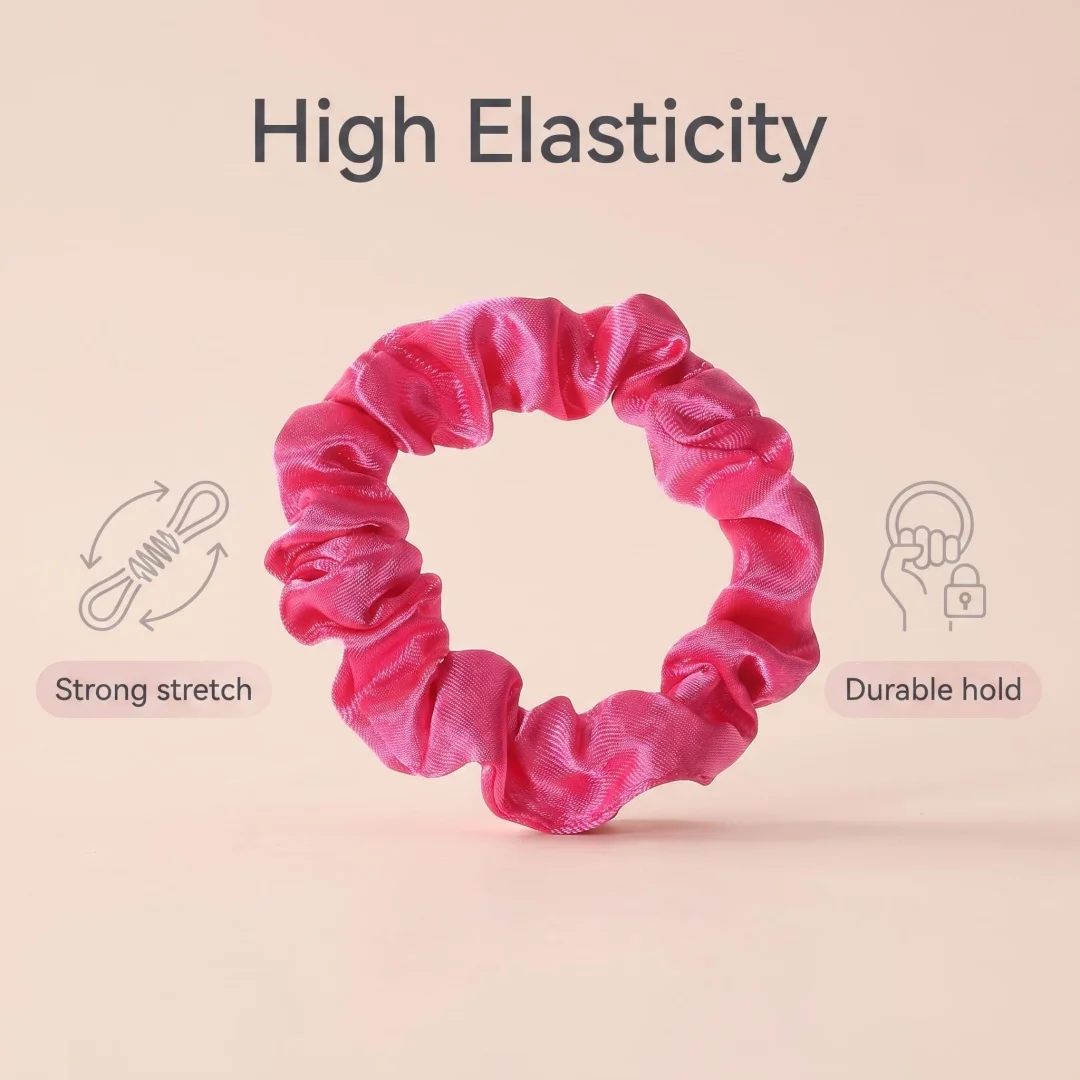 6/12/24 Stück rosa Farbverlauf Satin-Haargummis Set für Frauen, elastische Haarbänder, geeignet für Pferdeschwanz, lässige Accessoires, Kopfbedeckung, niedlich – Detail 6