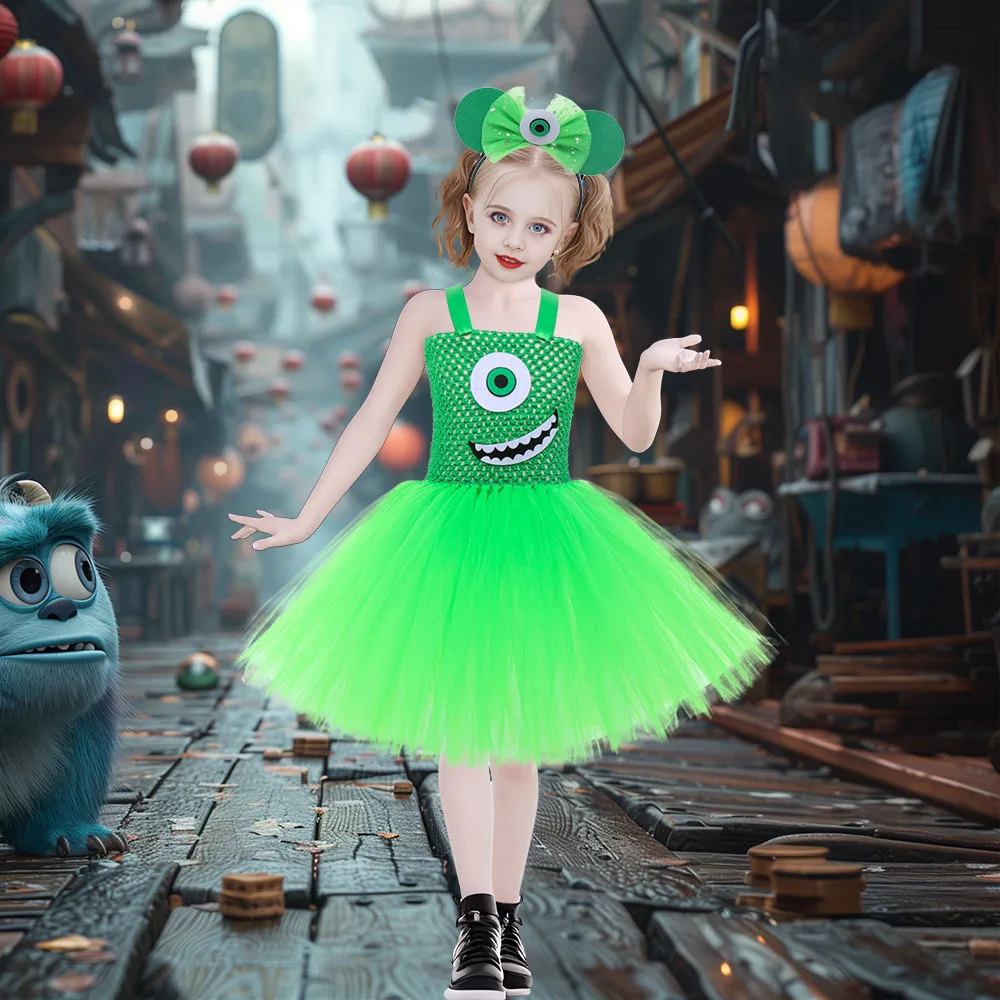 Cartoon Monster Girls Cosplay Costume Kids Party Dresses Children Halloween Costume Tulle Dress Carnival Role Play Fancy Dress