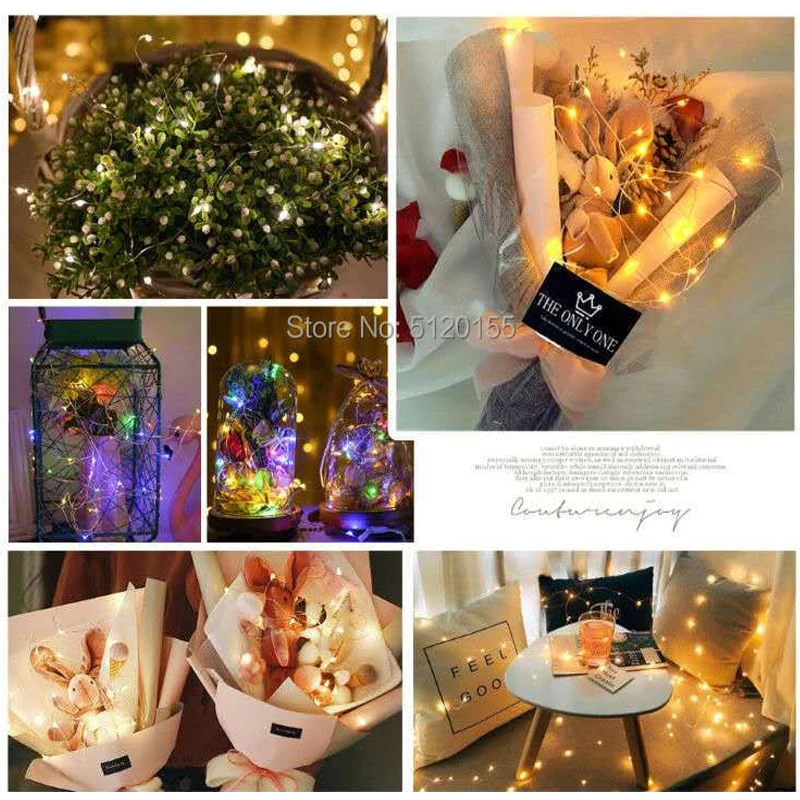 USB/Batterie Betrieben 5/10M LED String Licht Kupfer Draht Fee Warme Weiß Multicolor Garland Home Weihnachten party Im Freien Dekor