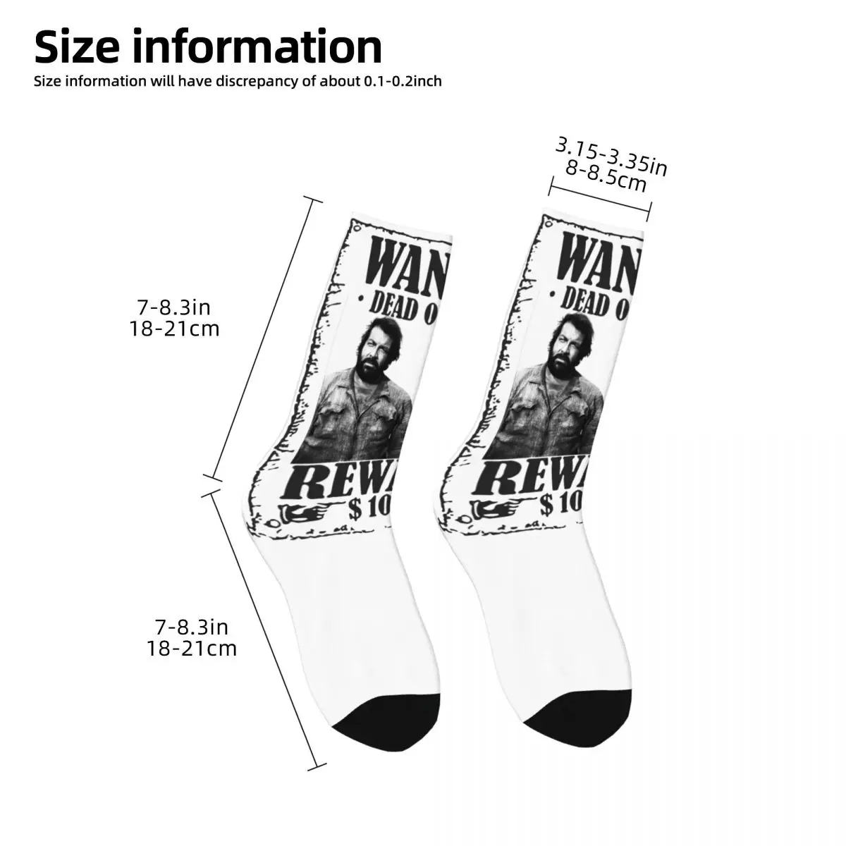 Retro Bud Spencer Terence Hill Wanted Lo Chimavano Trinity Epic Movie Soccer Socks Polyester Long Socks for Women Men Non-slip