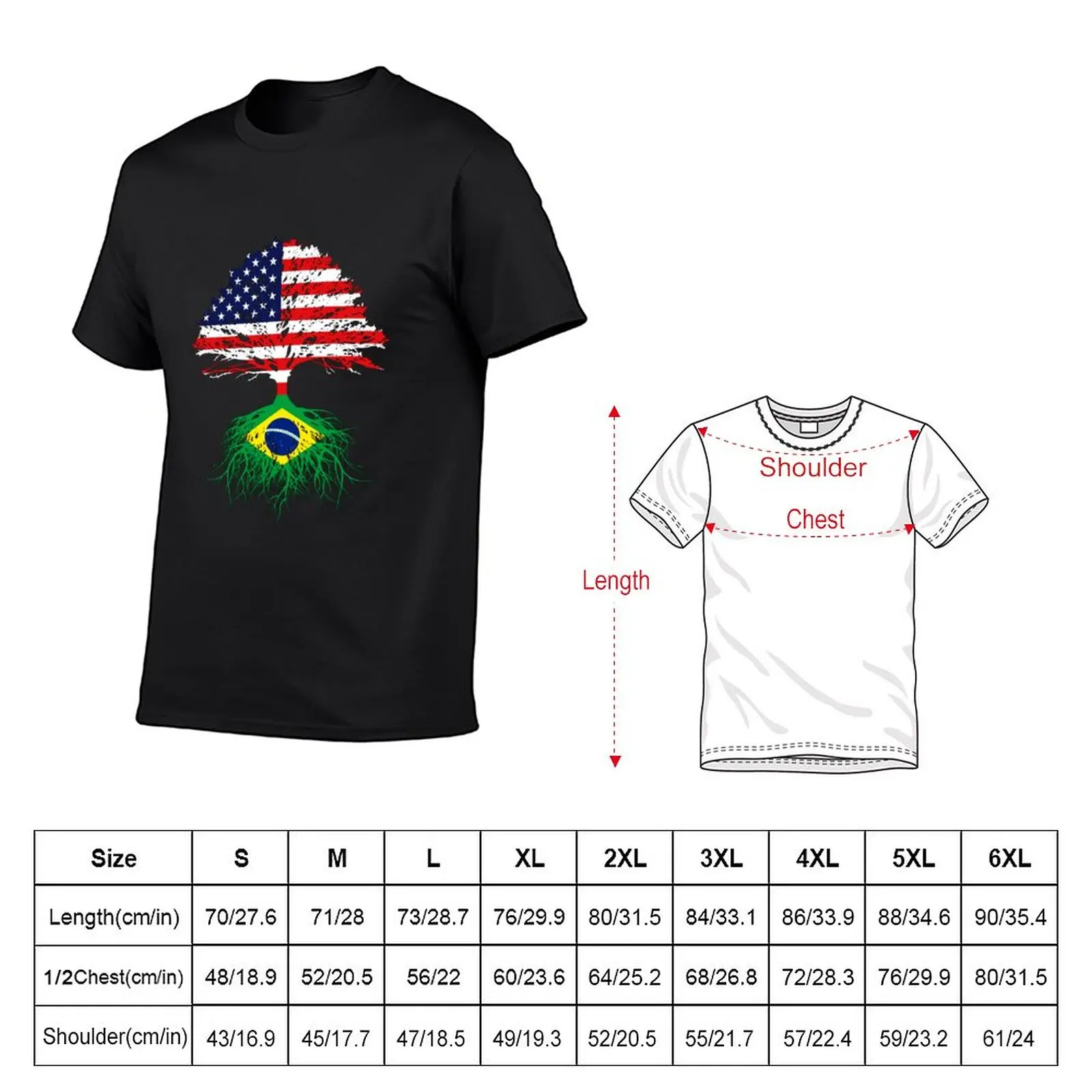 Brazil Brasil Roots, Brazilian American Immigrant, Brazil Grown, Brazil USA Flag, Gift Present For Men Women Kids Youth T-Shirt