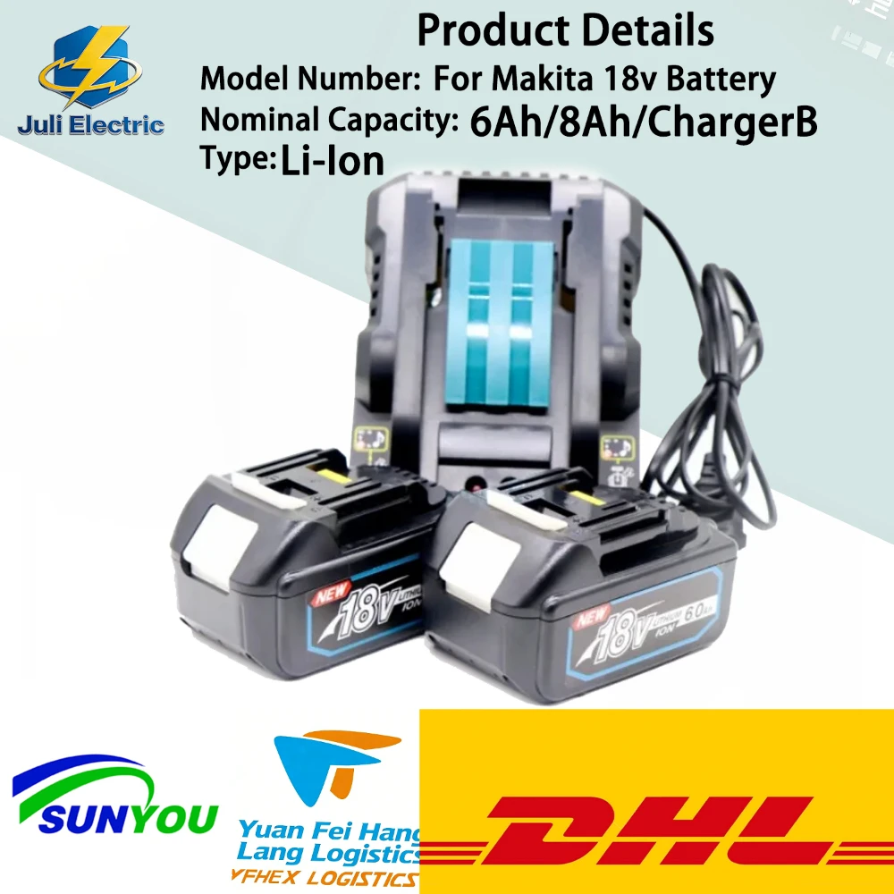 Batería Recargable de 18V para Herramientas Eléctricas Makita, Batería de Repuesto JULI6000mAh BL1830~BL1860, Batería Recargable 18650