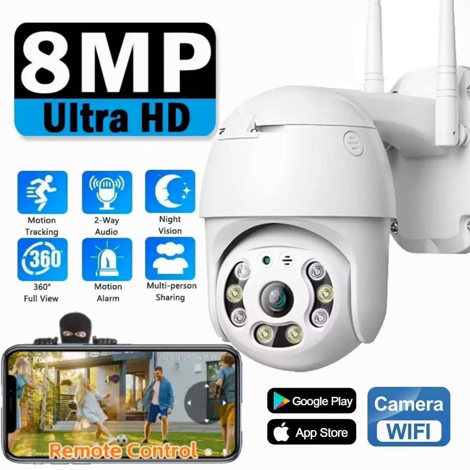 cameras ip wi fi de 8mp monitor sem fio audio bidirecional rastreamento automatico visao noturna colorida wi fi monitor de bebe sem fio 01