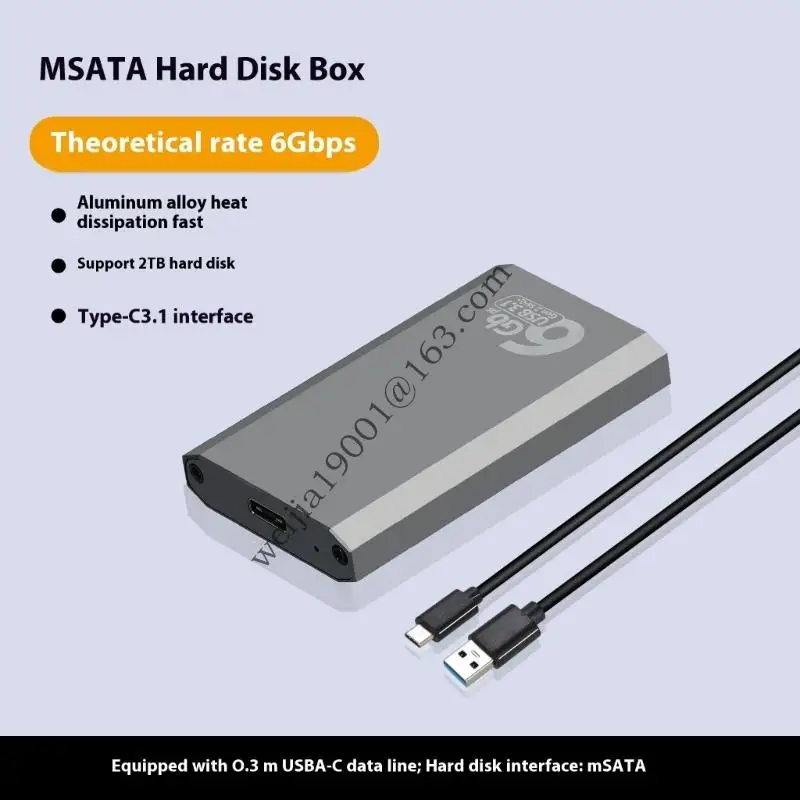 MSATA USB3.1 Gen 2 6 Gbps Encure Extern Disk Disk Disk Box Case Adattatore Case con porta tipo C .H05A