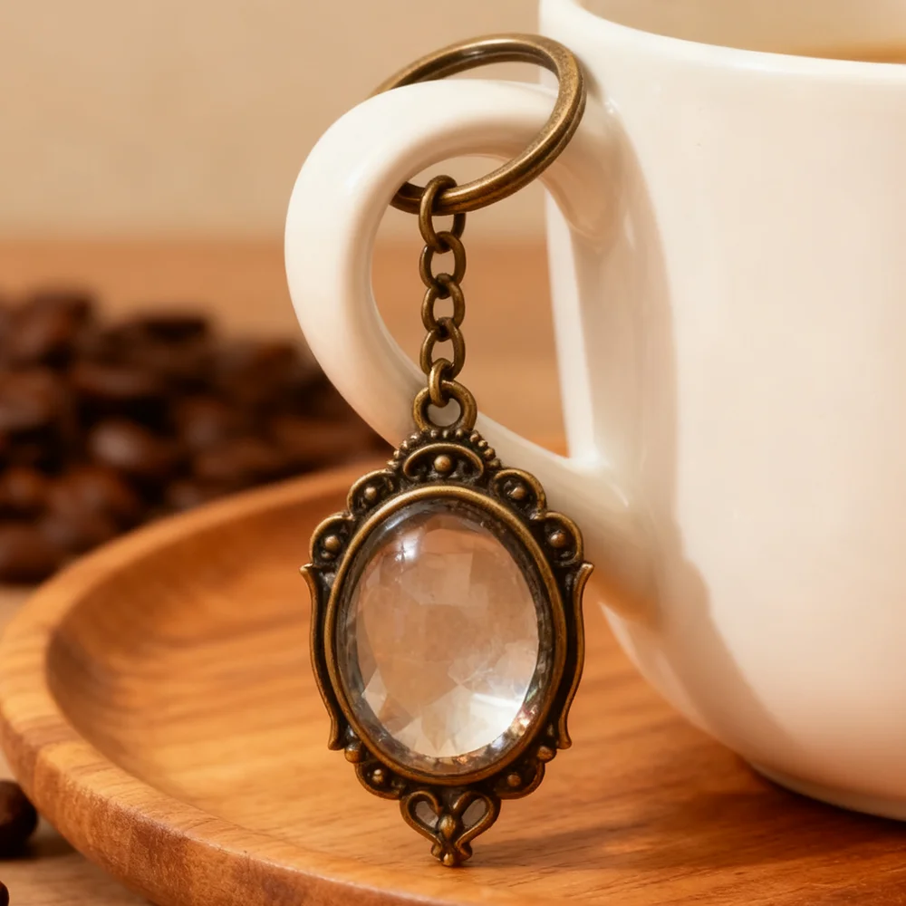 Magnifier Monocle Keychain Victorian Steampunk Retro Keyring Literature Jewelry Oval Monocle Book Lover Key Chain Gothic Gifts