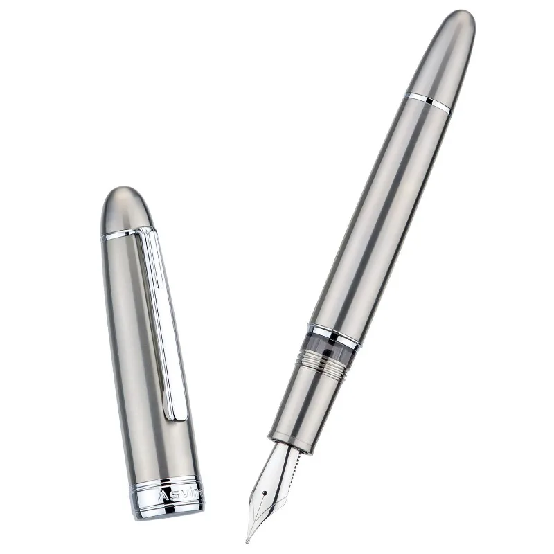 

Asvine Titanium Piston Fountain Pen Germany JOWO EF F M B 0.38MM 0.5MM 0.7MM 1.0MM Nib,with Clip Converter for Writing Smooth