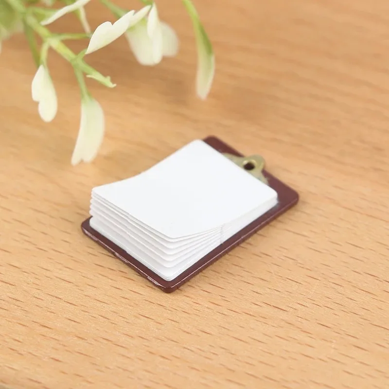 Mini Dollhouse Stationery Set Mini Writing Board Notebook File Folder Clip Accessories for 1:12 Doll House Interior Decor