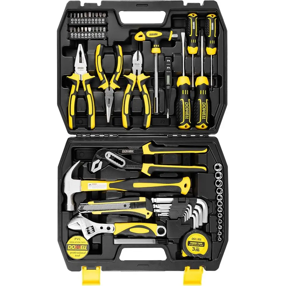 

62-Piece Homeowner Tool Kit: Wrench, Pliers, Screwdriver Set for Repairs