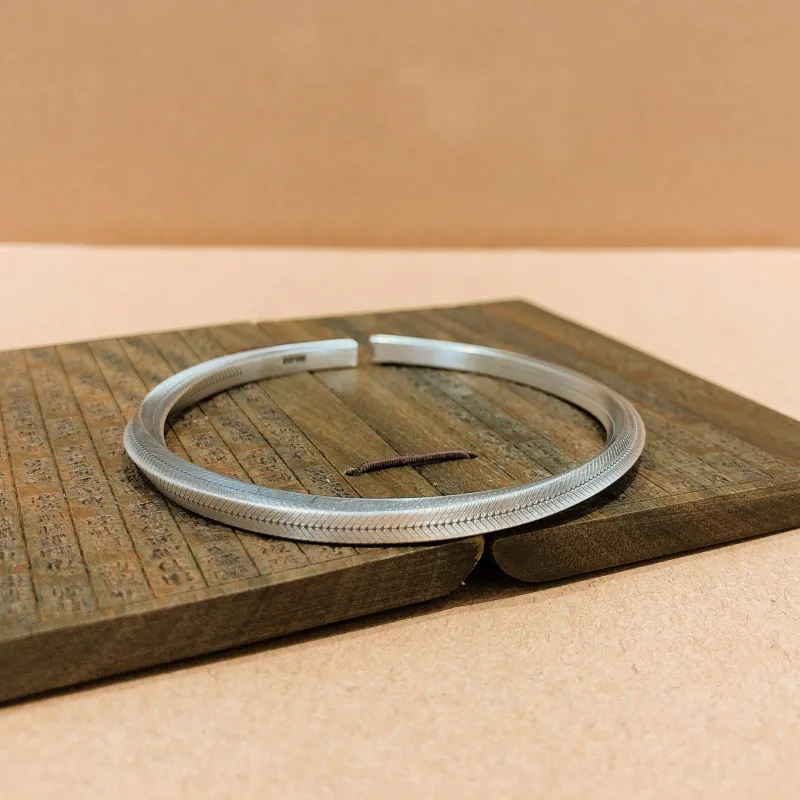 999.9 Handmade Design Plain Sterling Silver Bracelet