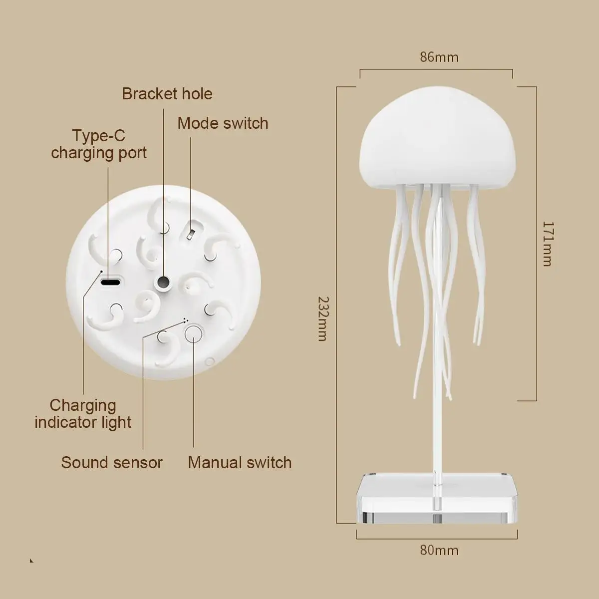 Jellyfish Night Light ลอยตกแต่ง แสงตกแต่งบ้าน ไฟฉลาด บรรยากาศห้องนอน USB ตกแต่ง แขวนการ์ตูน Rgb